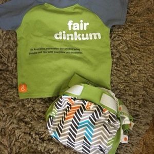gdiaper fair dinkum set shirt and cloth diaper